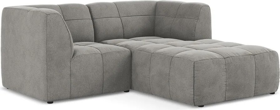 Сив кадифен ъглов диван (десен ъгъл) Aloha – Makamii