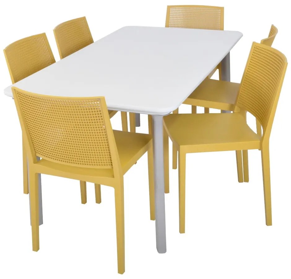 Жълт пластмасов градински стол Grid – Rojaplast
