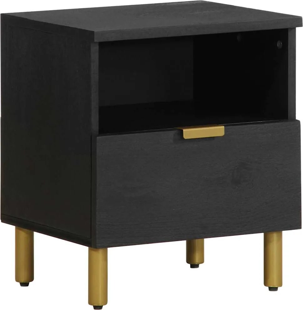 4017654 vidaXL Нощно шкафче, черно, 40x33x46 см, инженерно дърво