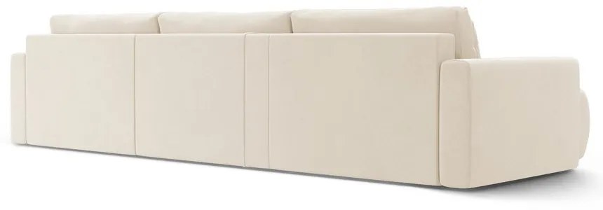 Бежов кадифен разтегателен ъглов диван с място за съхранение (U форма) Belfast – Cosmopolitan Design