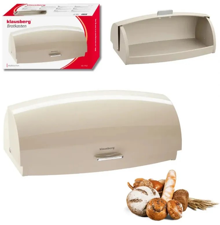 Кутия за хляб Klausberg KB 7932, 45 см, Ергономична дръжка, Метална, Бежов