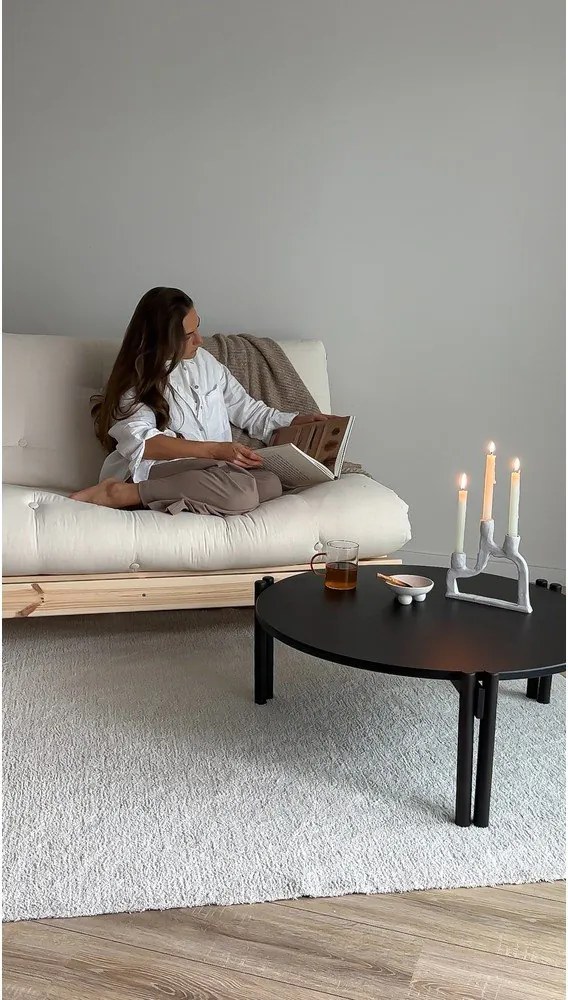 Черна кръгла масичка за кафе от масивен бор ø 80 cm Sticks – Karup Design