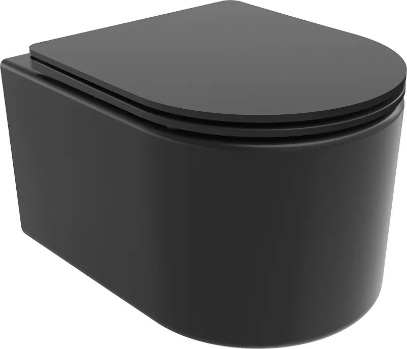 Mexen Sofia wc чиния Rimless със забавено падане на тясна седалка, дуропласт, черен мат - 30541085