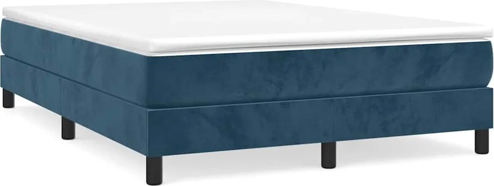 3120770 vidaXL Рамка за легло с пружини, тъмносиня, 140x190 см, кадифе