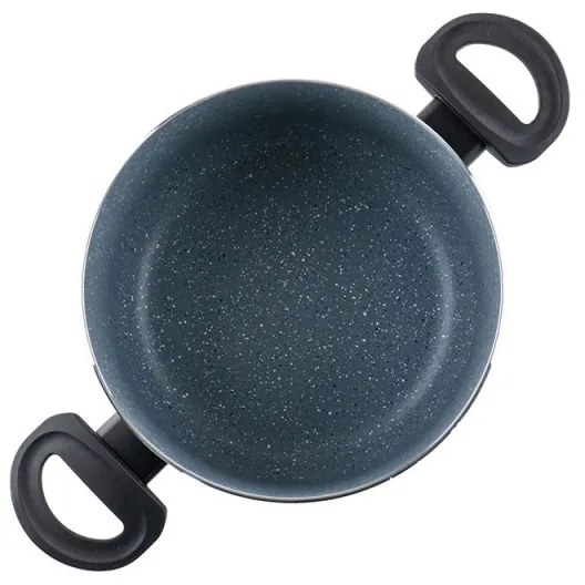 Дълбока тенджера Luigi Ferrero Prima FR-2245D, 22x13 см, 4.5 л, Незалепващо покритие с мраморен ефект, Индукция, Стъклен капак с отвор, Тъмносин