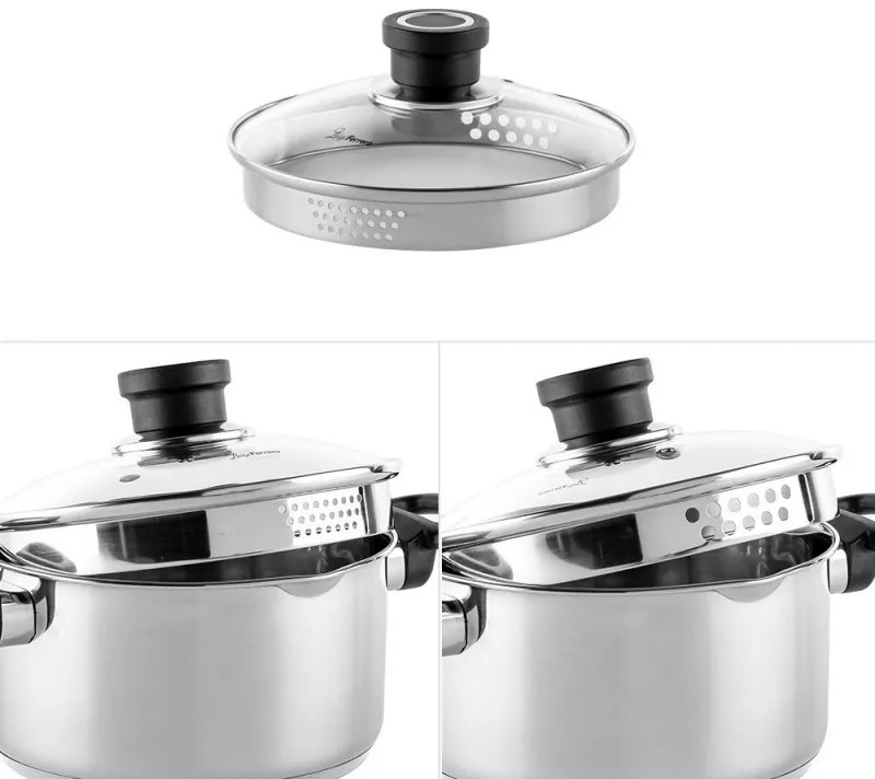 Тенджера Luigi Ferrero Sophia FR-3402, 18x10 см, 2.3 л, Стомана 18/10, Стъклен капак, Индукция, Инокс