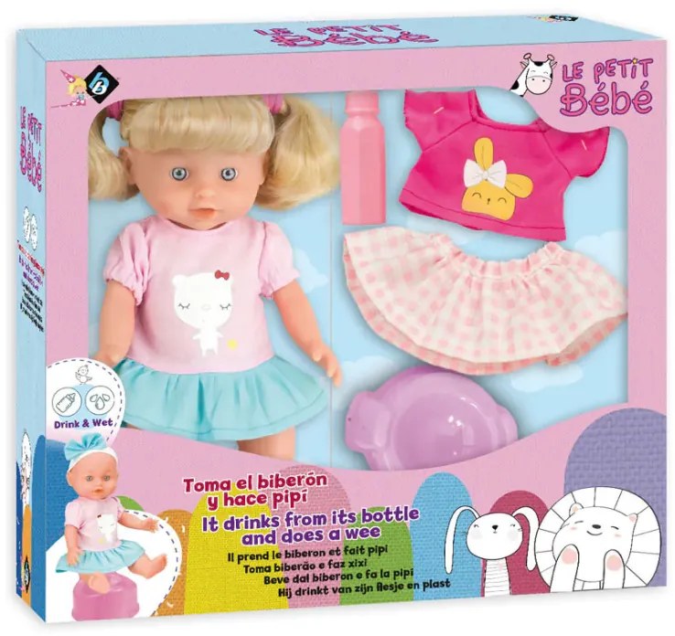Кукла пишкаща Le Petit Bebe с гърне и дрешки 98452