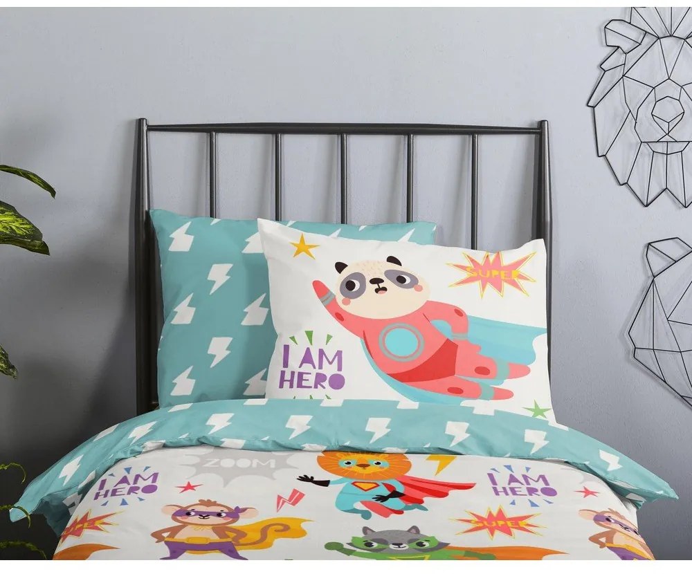 Памучно детско спално бельо за детско креватче 120x150 cm Superhero – Good Morning