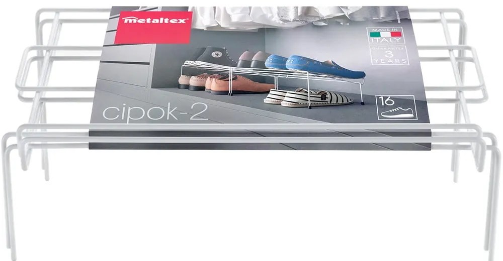 Комплект от 2 бели стойки за обувки от неръждаема стомана Cipok - Metaltex