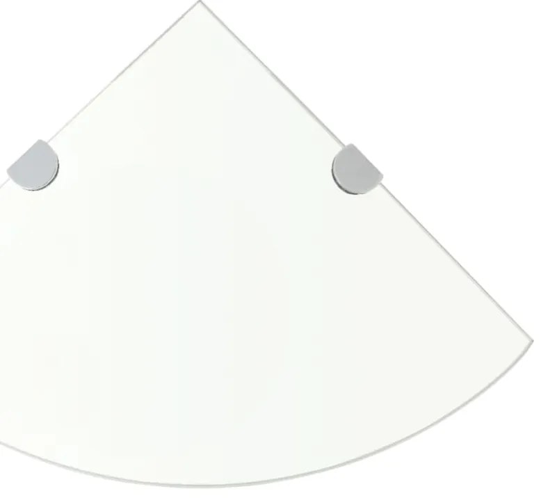 3051593 vidaXL Ъглови рафтове, 2 бр, прозрачно стъкло с държачи хром, 35x35 см