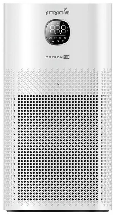 Пречиствател за въздух Attractive OBERON 520, 50W, За до 62 м2, Wi-Fi, 5 скорости, Таймер, Нощен режим, Дистанционно, Интелигентен сензор за замърсяване, Бял