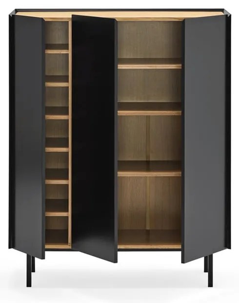 Черен висок скрин от декор от дъб 95x120 cm Arista – Teulat