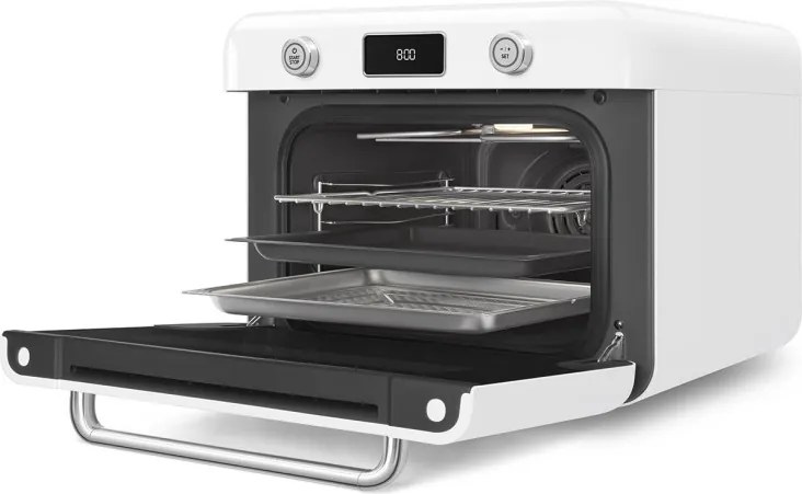 Мини фурна с комбинирана пара Smeg COF01WHEU, 1800 W, 10 функции, LCD дисплей, 40-230C, Бяла