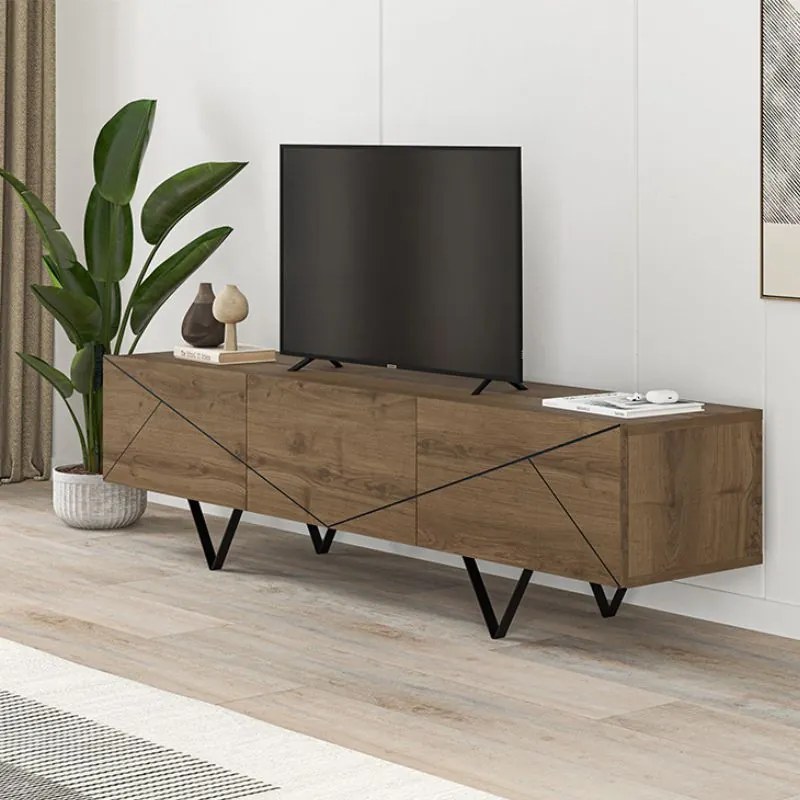 Масичка за телевизор Jakomen от меламин в светло кафяв цвят 160x36.8x43см.