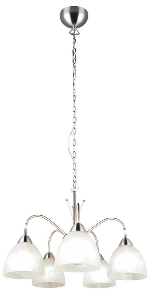 Бяло-сребристо висящо осветително тяло със стъклен абажур ø 55 cm Dobby – Trio