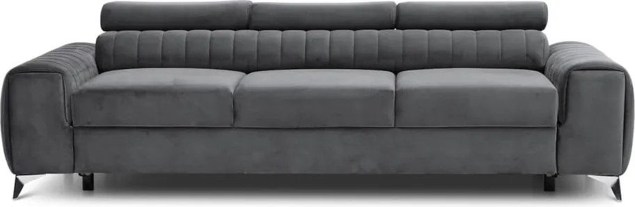 Тъмносив кадифен разтегателен диван 261 cm Laurence – ELTAP