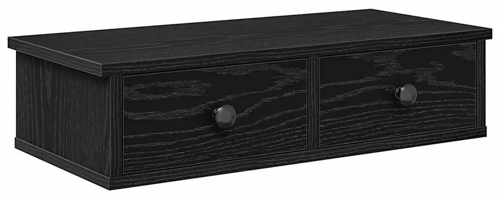 859942 vidaXL Стенен рафт с чекмеджета, черен, 60x28x15 см, инженерно дърво