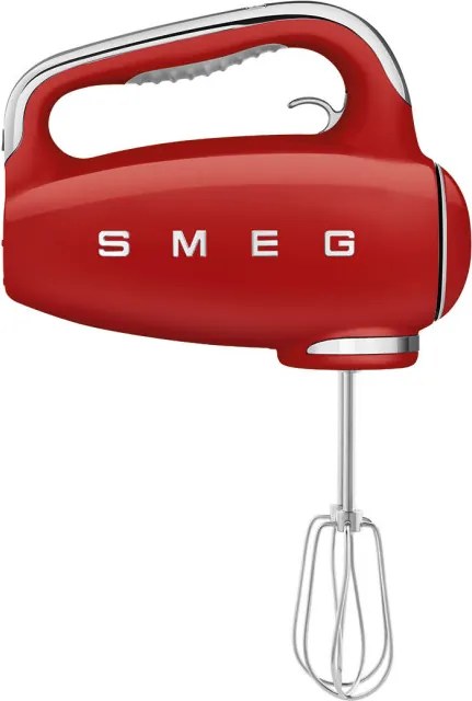 Ръчен миксер SMEG 50's Style HMF01RDEU, 250W, 9 скорости, Турбо, Скрит LED дисплей, Таймер, Аксесоари, Червен