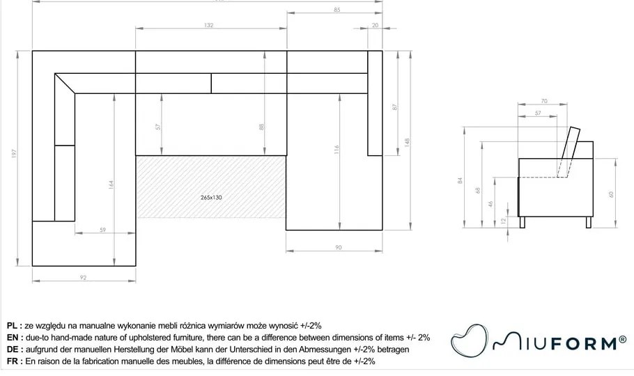 Кафяв разтегателен ъглов диван от рипсено кадифе (ляв ъгъл) Lofty Lilly – Miuform