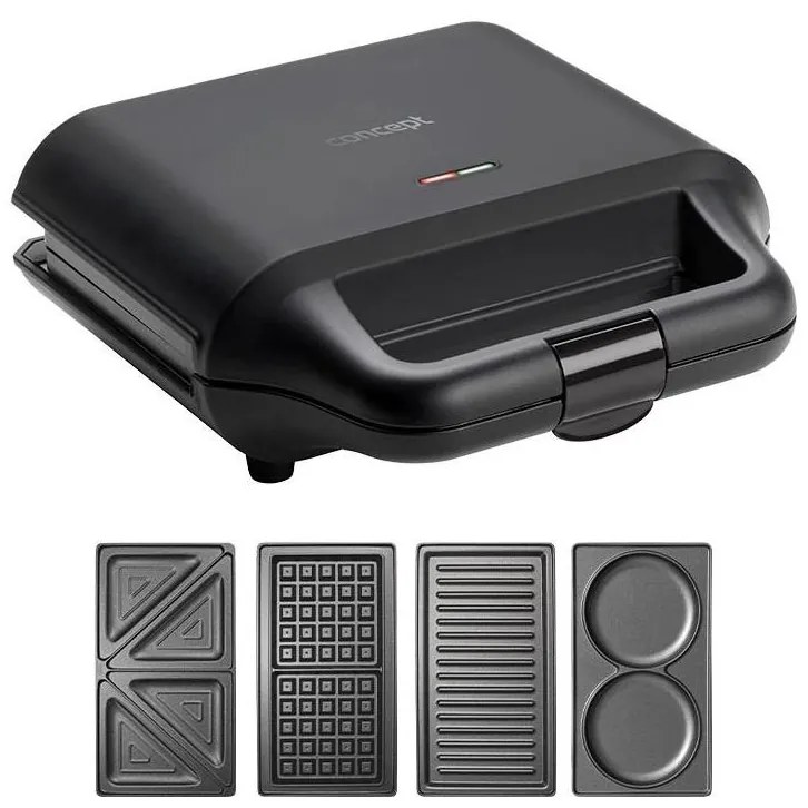 Concept SV3055 - Уред за приготвяне на сандвичи 4в1 700W/230V черен