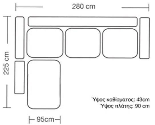 Диван Бостън десен ъгъл 168-000026 дамаска светло синя-крем