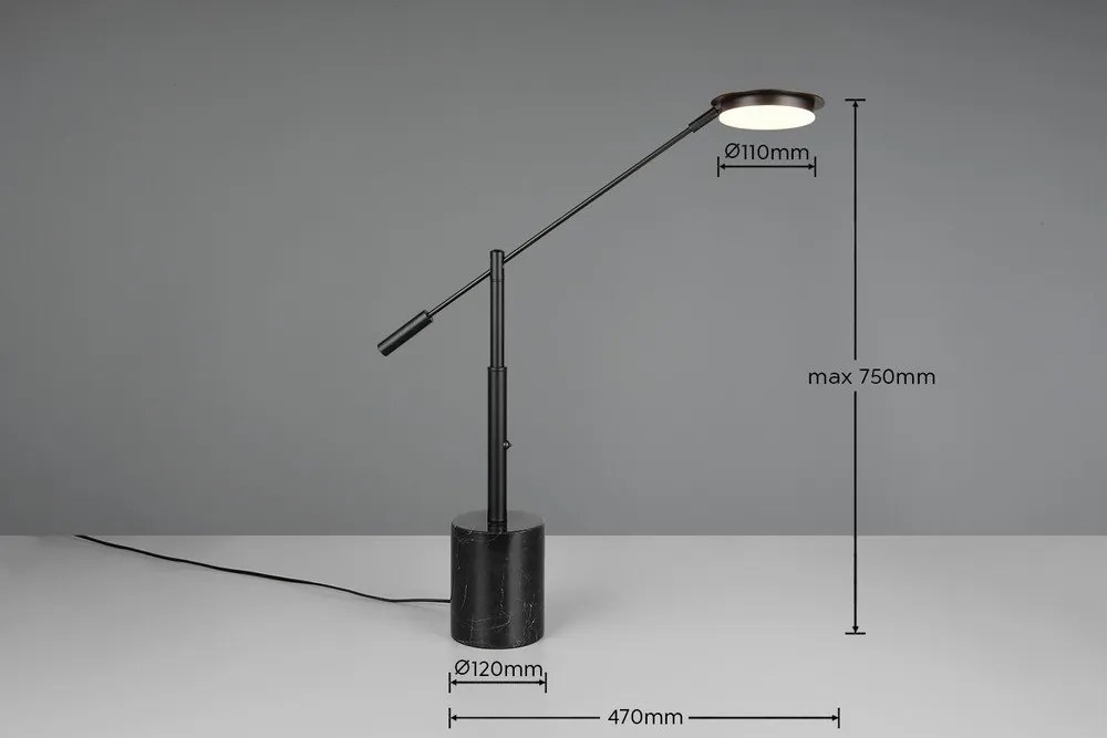 Черна LED настолна лампа (височина 65 cm) Fiore – Trio Select