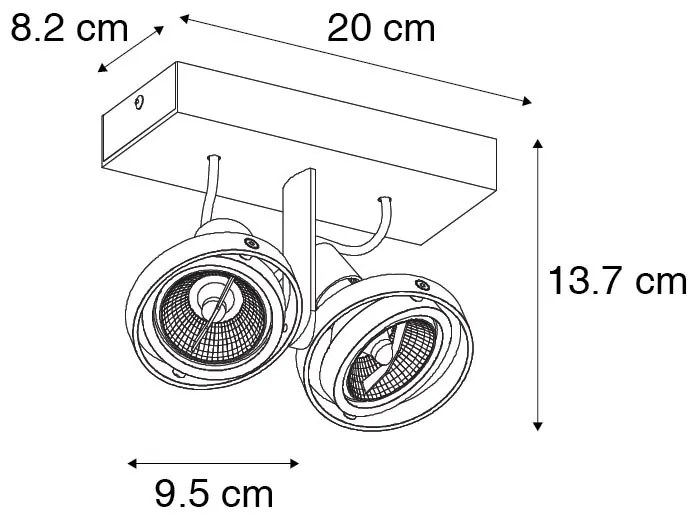 Модерен прожектор черен 2-светлина - Master 70
