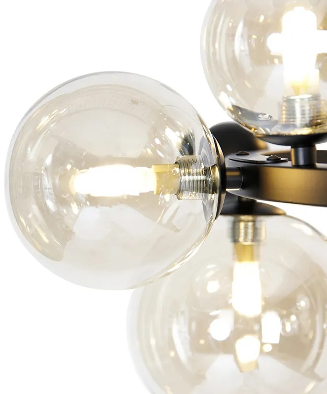 Смарт висяща лампа черна с кехлибарено стъкло 12 светлини вкл. 12 WiFi G9 - David