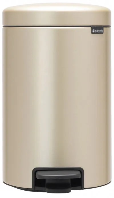 Кош за боклук с педал Brabantia NewIcon 1003201, 12 л, Плавно затваряне, Противоплъзгаща основа, Златен металик