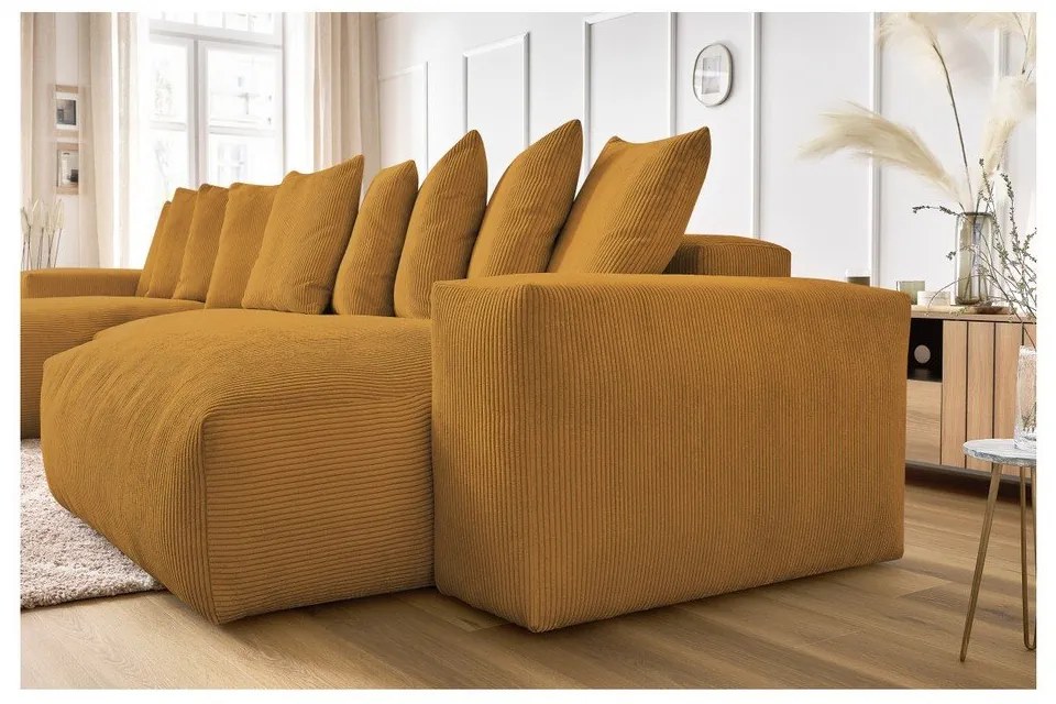 Ъглов диван от рипсено кадифе в цвят горчица Voltaire – Bobochic Paris