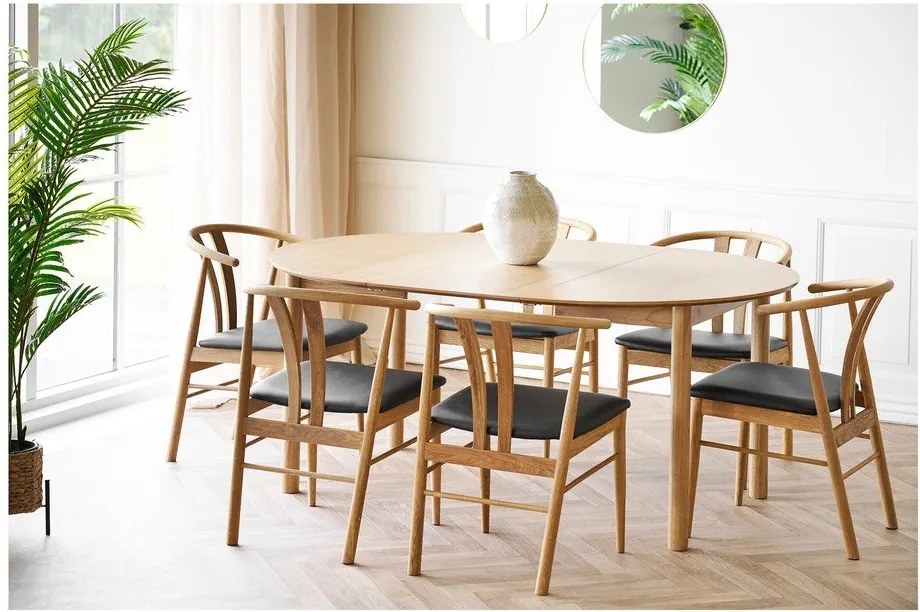 Кръгла сгъваема трапезна маса с допълнителна плоча от декор от дъб ø 120 cm Bundaberg – House Nordic