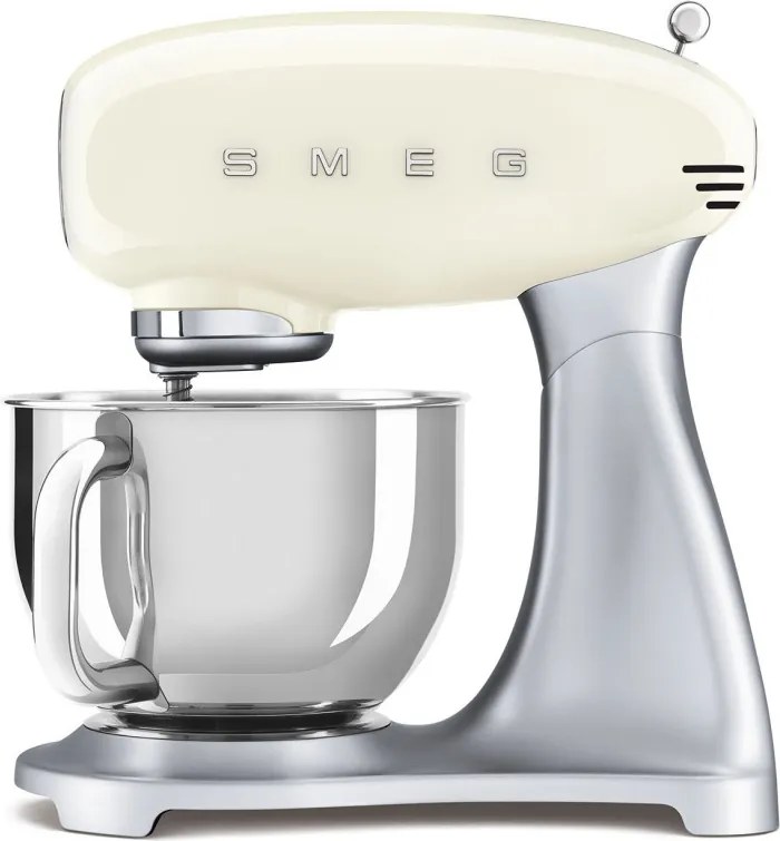 Планетарен миксер Smeg SMF04CREU, 800W, 4.8 л, 10 скорости, Функция за плавен старт, Крачета против хлъзгане, Кремa/Инокс