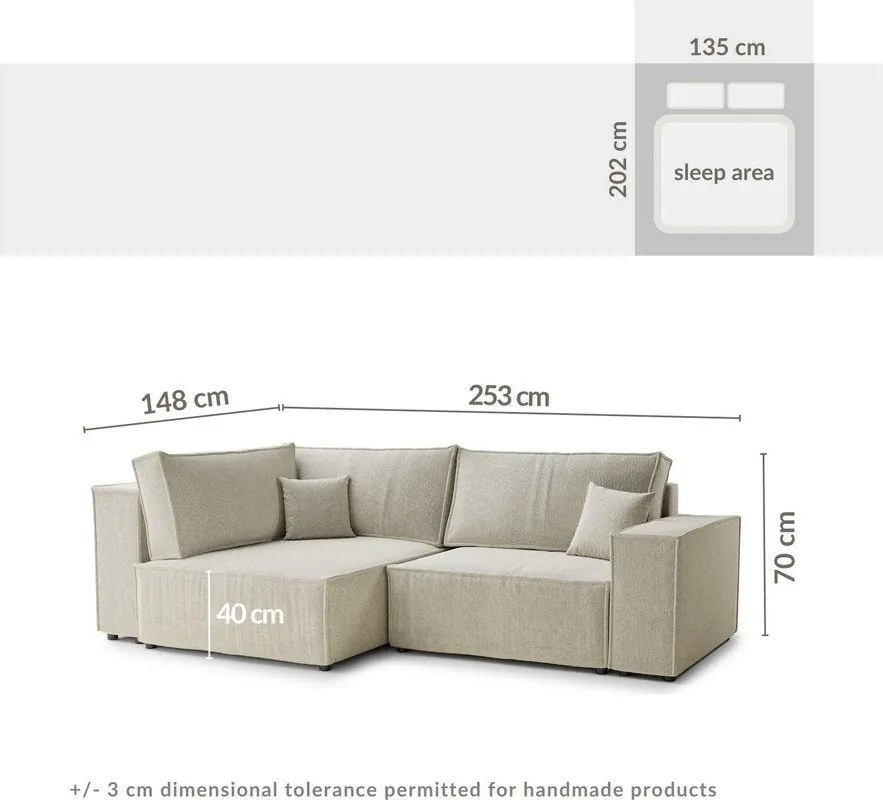 Сив шенилов сгъваем/с място за съхранение ъглов диван (ляв ъгъл/L форма) Tonga – Maison de Rêve