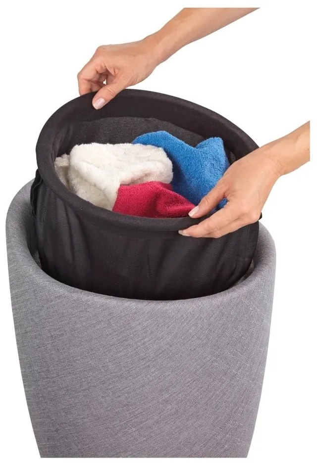 Светлосив кош за пране и табуретка в едно Linen Look, 20 л Candy - Wenko