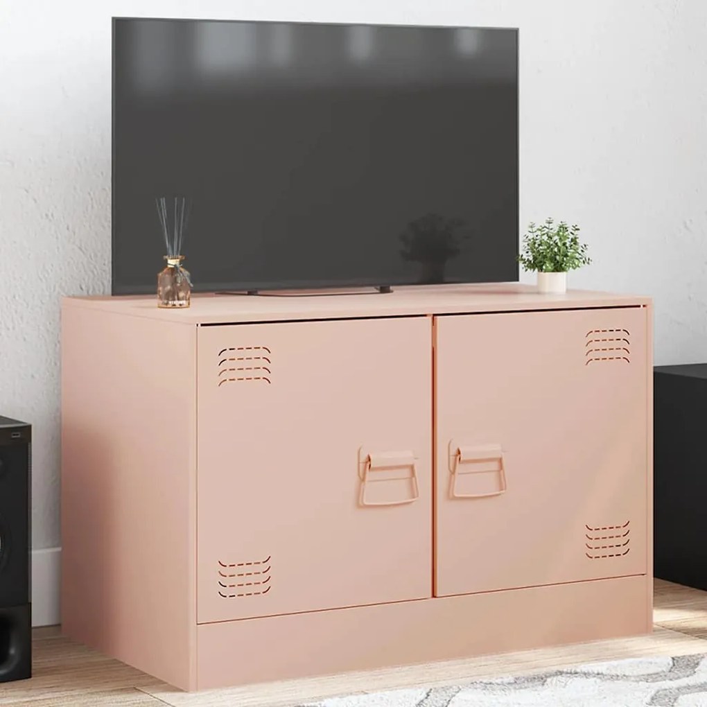 841633 vidaXL ТВ шкаф, розов, 67x39x44 см, стомана