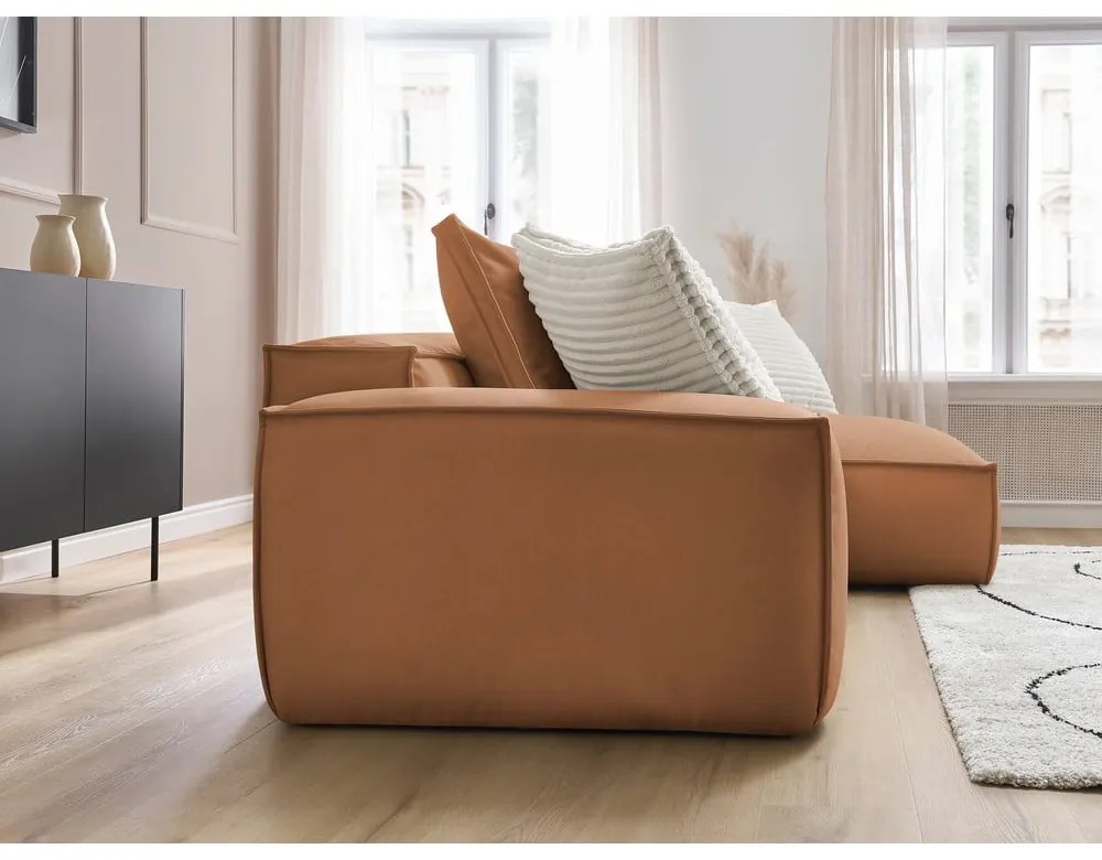 Кафяв ъглов диван от изкуствена кожа (променлив) Boheme – Bobochic Paris