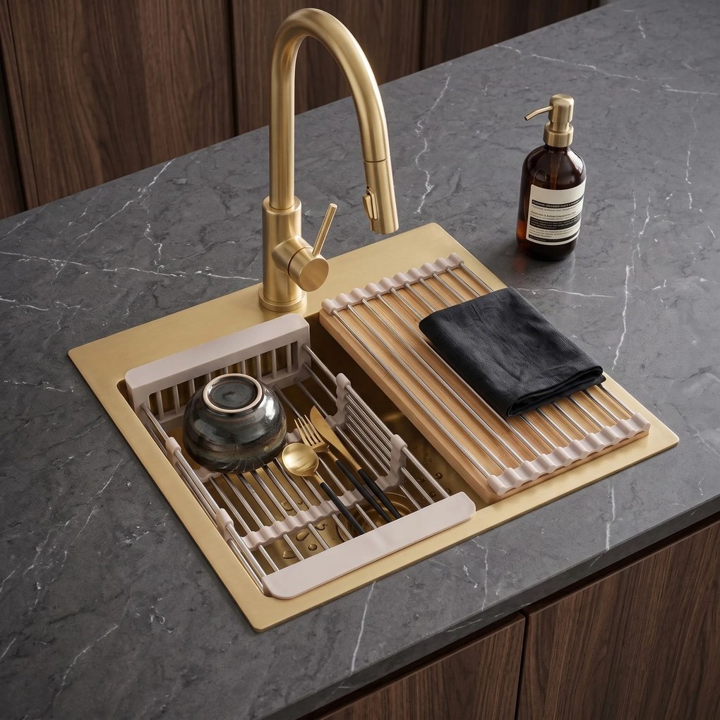 Virtuvinės plautuvės priedų rinkinys 3 dalių REA Beige