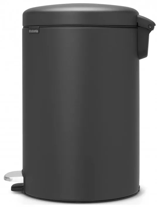 Кош за боклук с педал Brabantia NewIcon 649747, 20 л, Плавно затваряне, Противоплъзгаща основа, Минерално покритие, Тъмносив