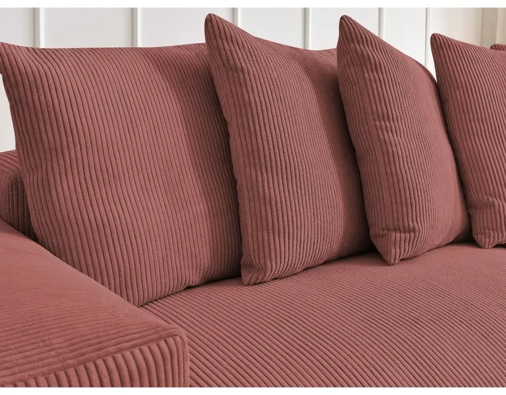 Розов сгъваем/с място за съхранение ъглов диван от рипсено кадифе Voltaire – Bobochic Paris