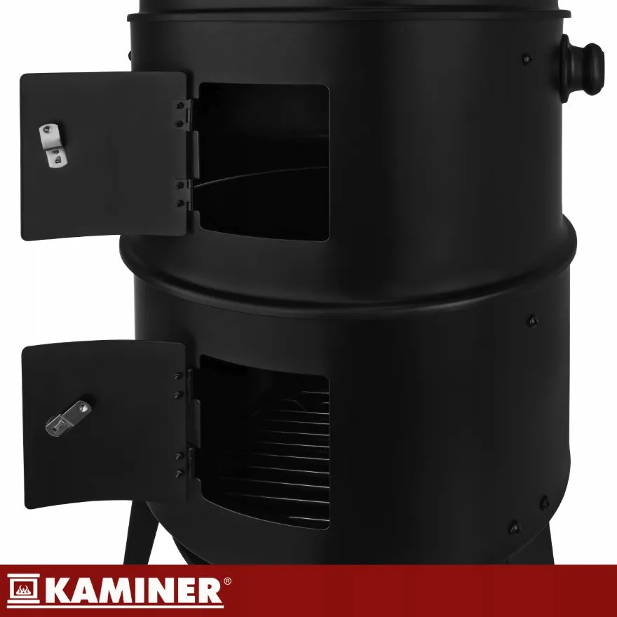 Градинска скара на дървени въглища с пушилня 3 в 1