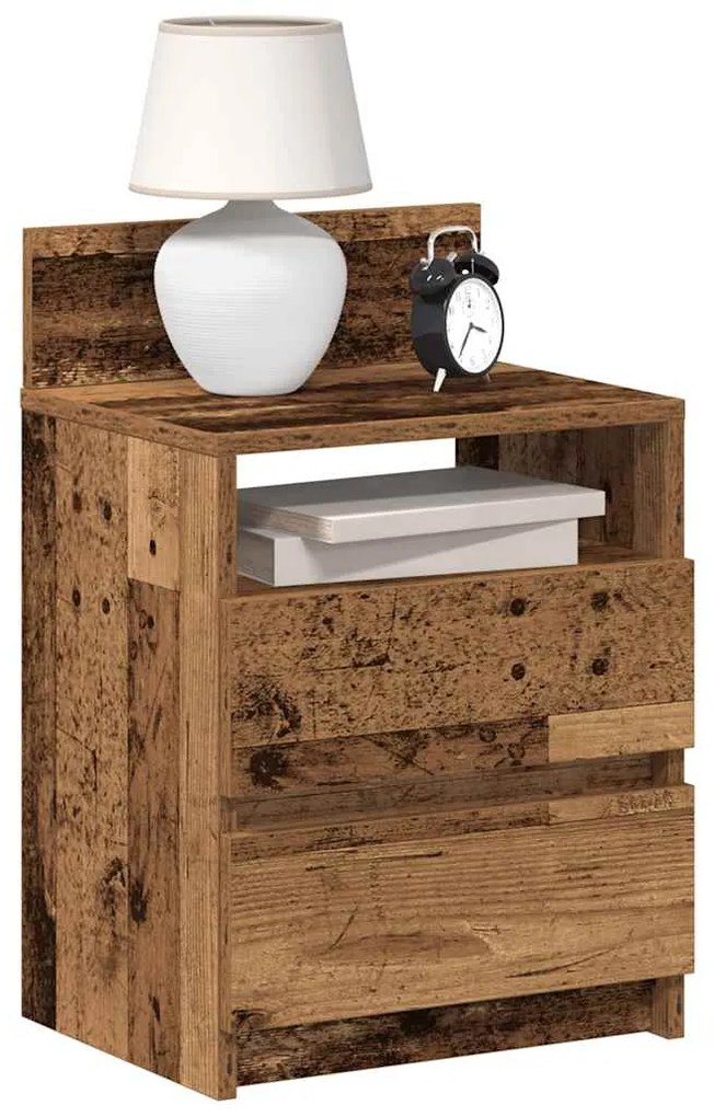858575 vidaXL Нощни шкафчета, 2 бр, с 2 чекмеджета, старо дърво, 40x33x60 см