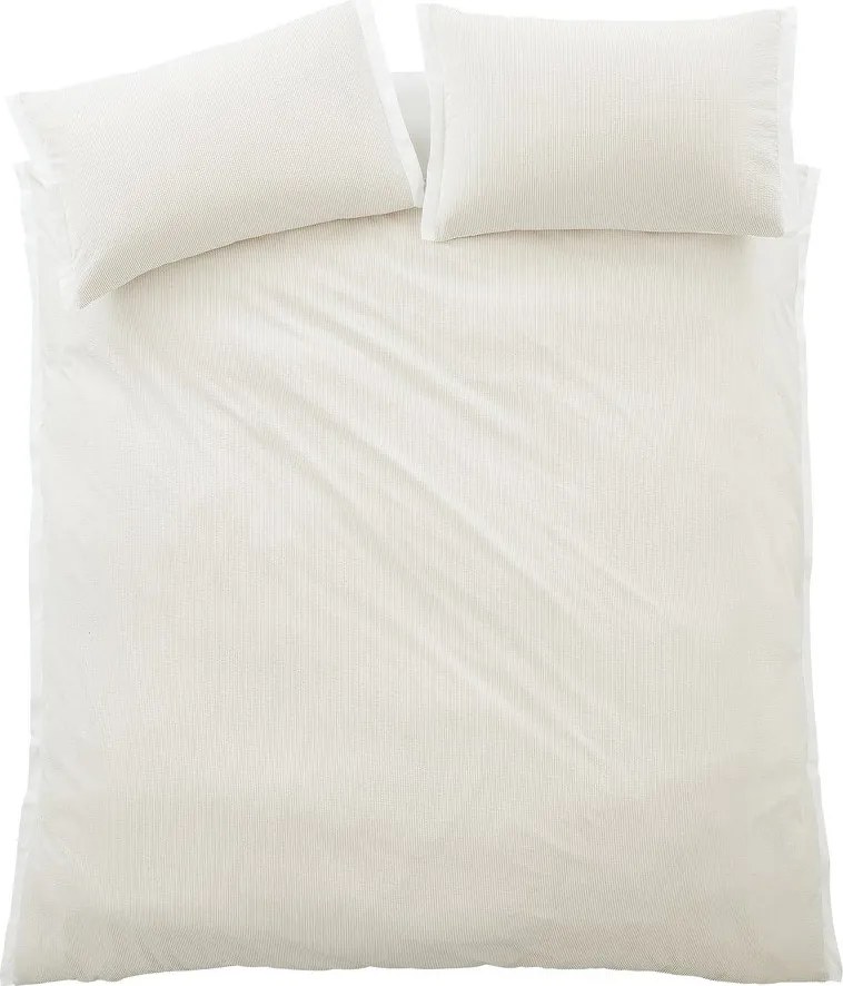 Кремаво единично спално бельо от памук перкал 135x200 cm Seersucker Woven Stripe – Bianca