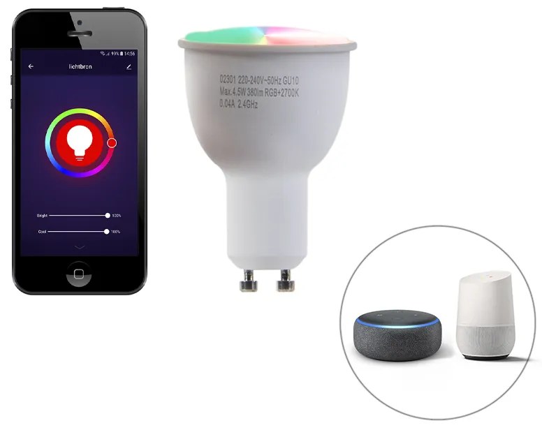 Интелигентен модерен прожектор черен с GU10 2-светлина IP44 - Ducha