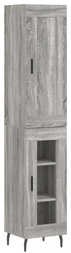 3200407 vidaXL Висок шкаф, сив сонома, 34,5x34x180 см, инженерно дърво