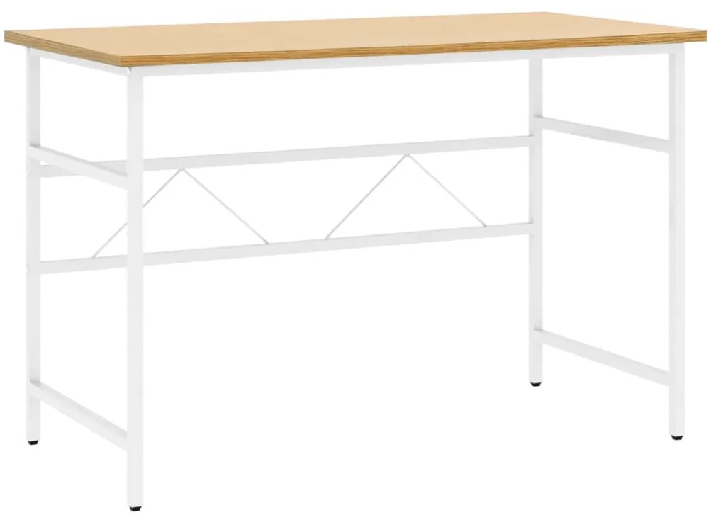 20540 vidaXL Компютърно бюро, бяло и светъл дъб, 105x55x72 см, МДФ и метал