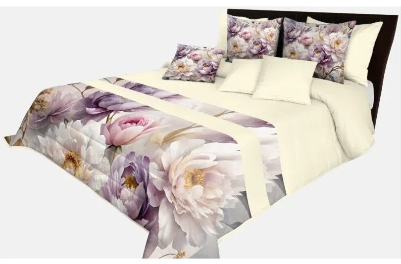 Декоративна покривка за легло с красива шарка на божур Ширина: 220 см | Дължина: 240 см