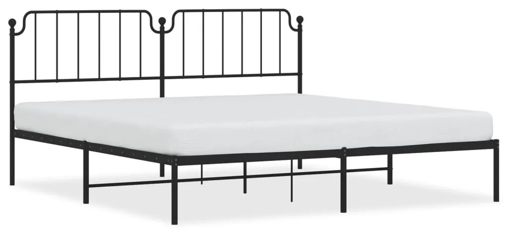 373894 vidaXL Метална рамка за легло с горна табла, черна, 200x200 см