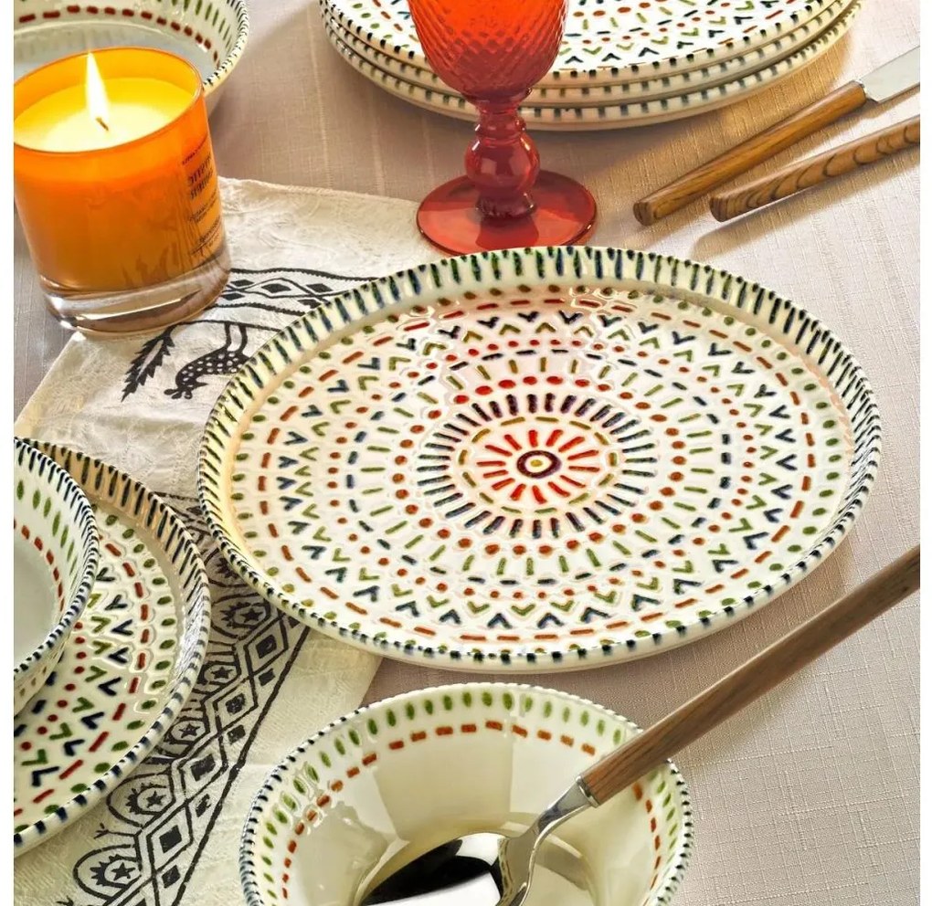 Комплект за хранене 12 части пъстроцветен/порцелан