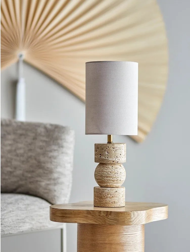 Каменна настолна лампа в естествен цвят с текстилен абажур (височина 53 cm) Marci – Bloomingville