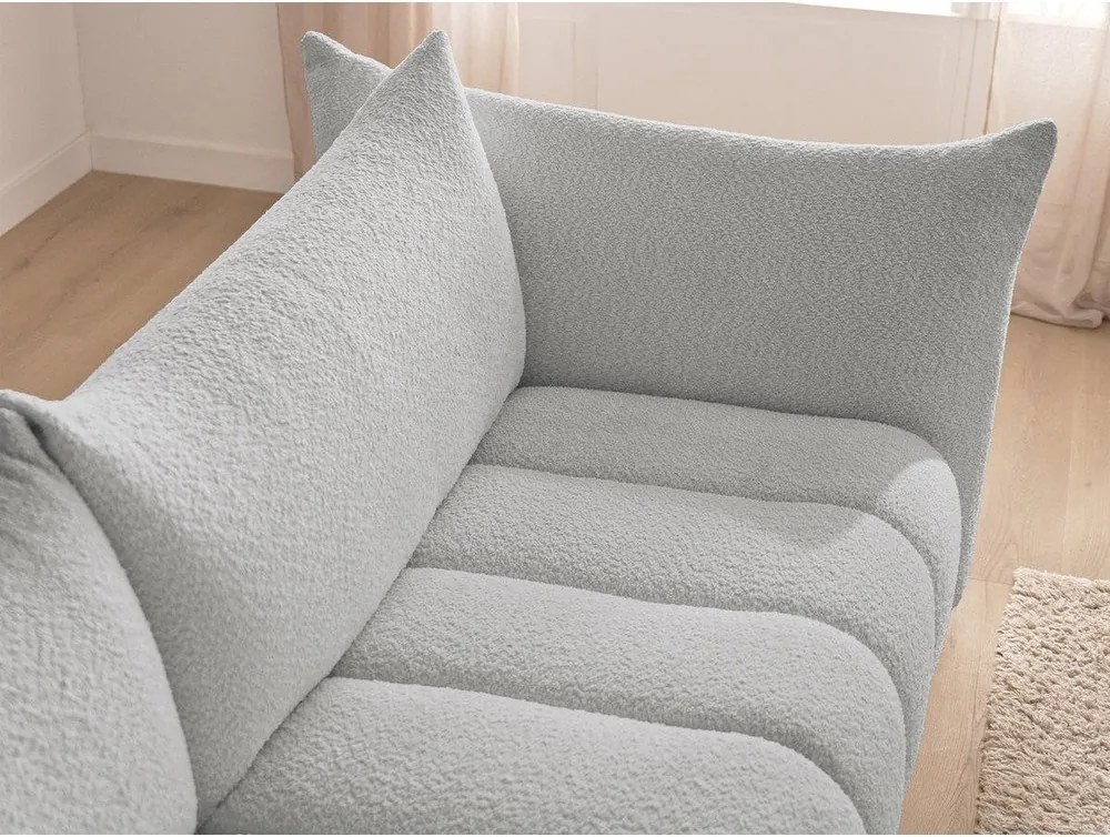 Светлосив ъглов диван от прежда с примки от букле (десен ъгъл) Azra – Bobochic Paris